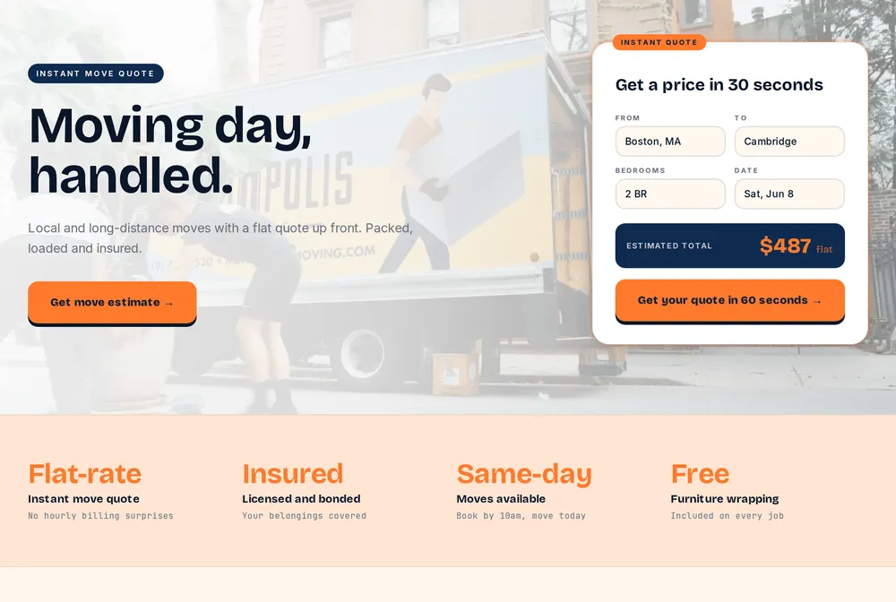 Bellhorn Movers — moving website design