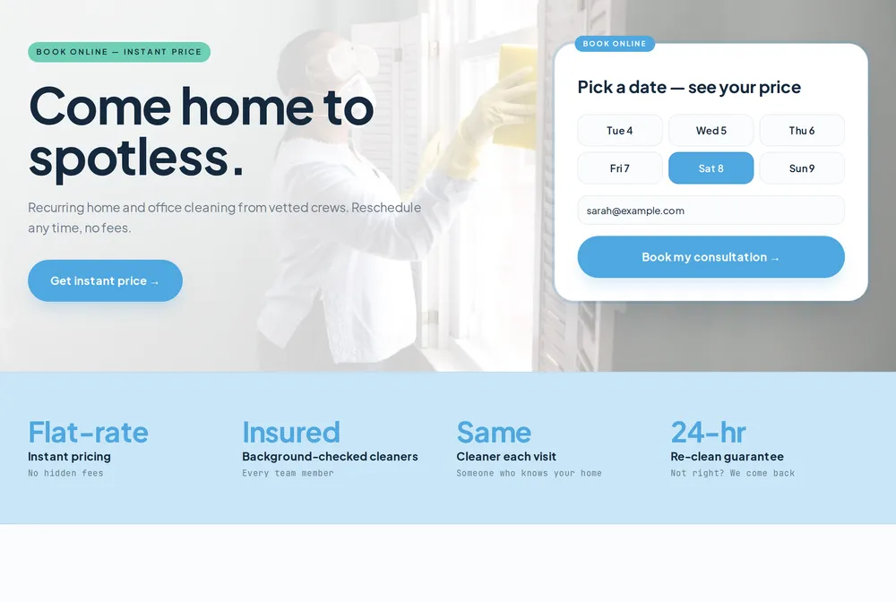Brightside Cleaning — cleaning website design