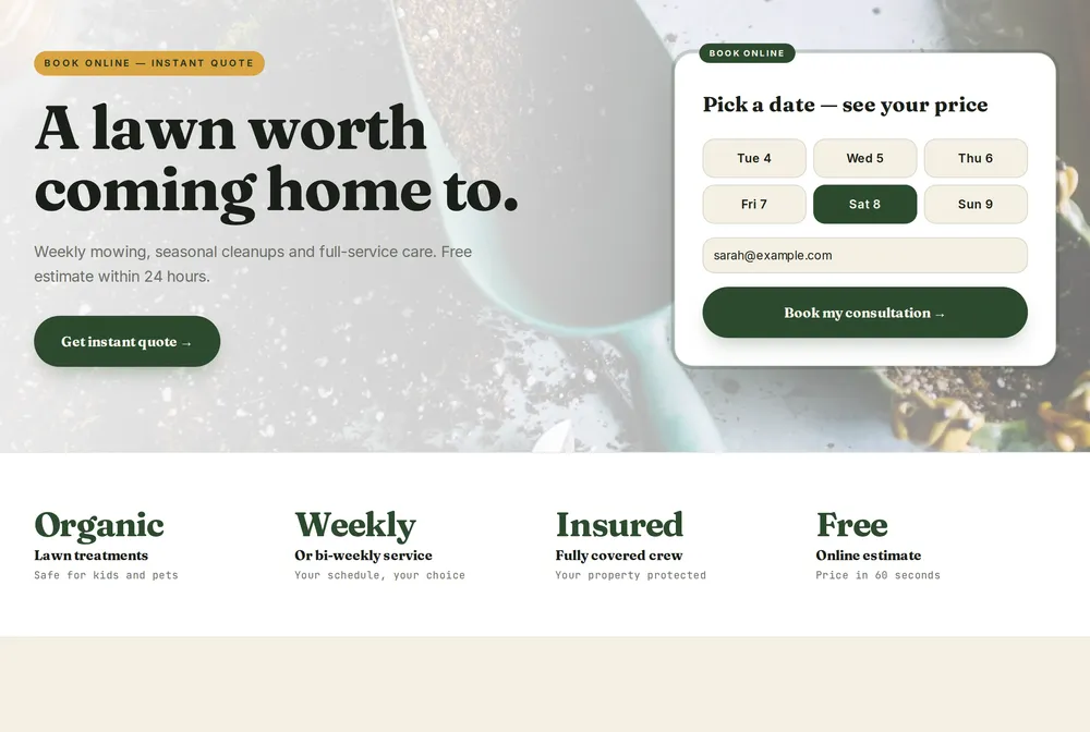 Greenwise Lawn — landscaping website design