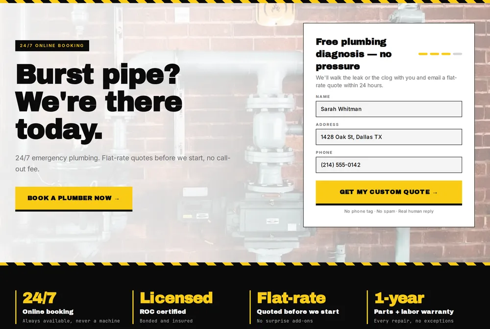 Ironside Plumbing — plumbing website design