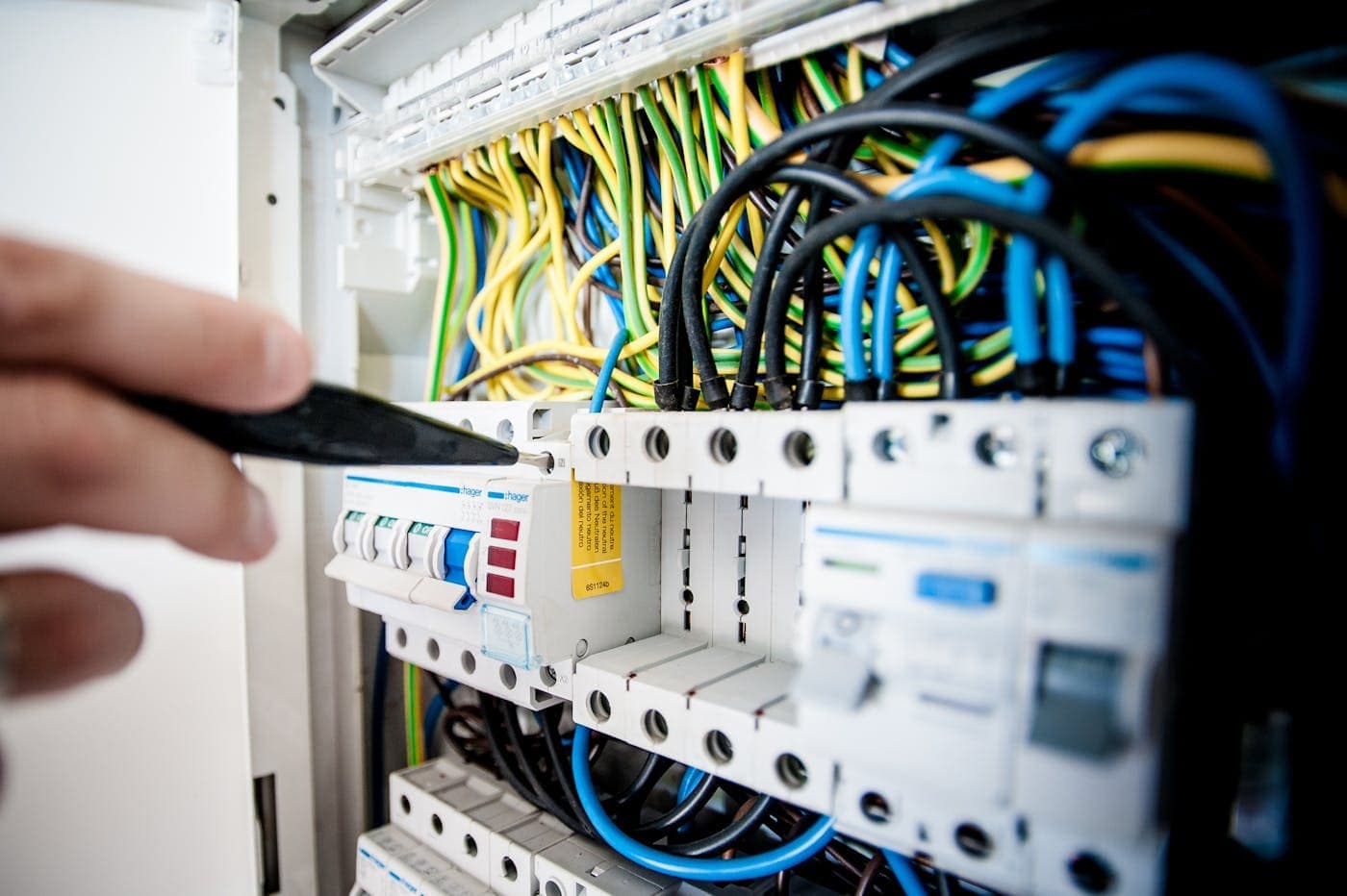 Electrical service panel with neatly run wiring